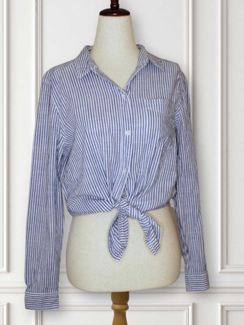 Goodthreads Classic Blue & White Striped Button Down Shirt Size Small